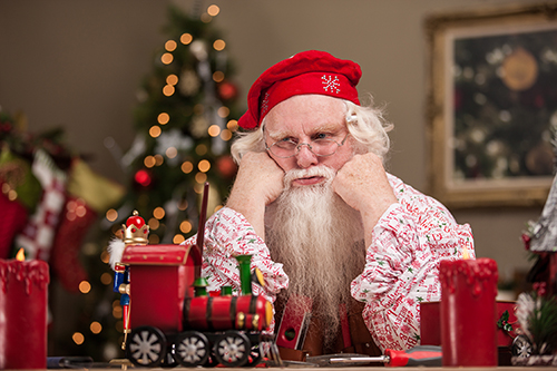 Tired Santa in Workshop